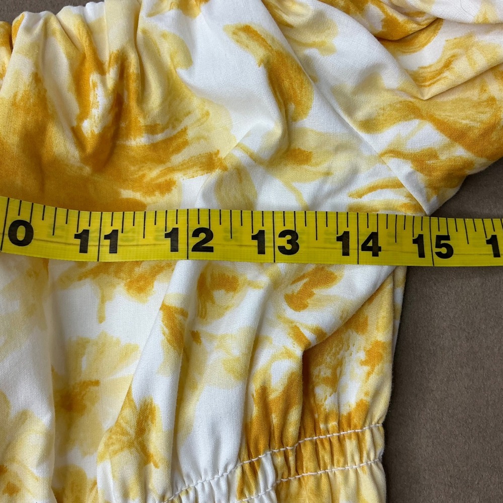 Abercrombie & Fitch Yellow Floral Puff Sleeve Smocked Mini Dress Womens Medium - Picture 5 of 10
